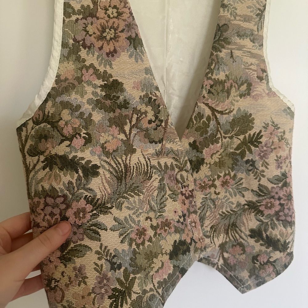 Vintage New Era Floral Women's Vest - Green and Pink